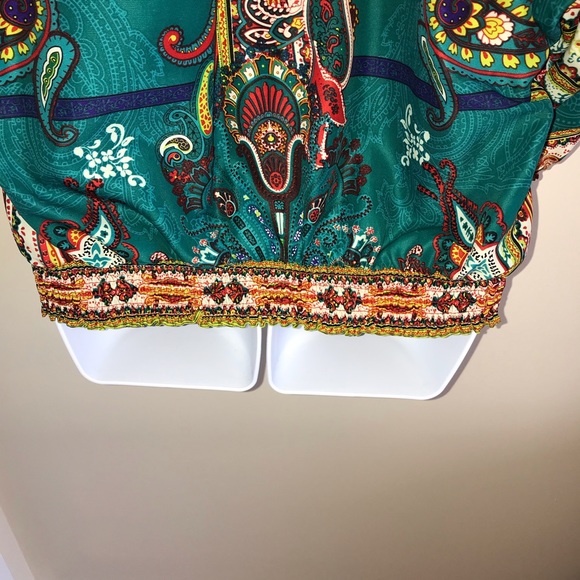 *ECI Cold Shoulder & Tie V-Neck Blouse - Picture 6 of 8